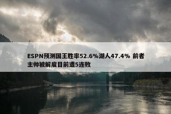 ESPN预测国王胜率52.6%湖人47.4% 前者主帅被解雇目前遭5连败