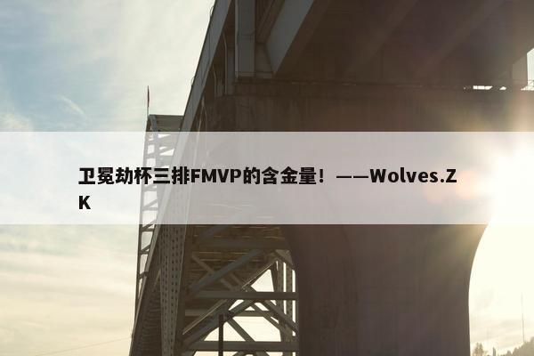 卫冕劫杯三排FMVP的含金量！——Wolves.ZK