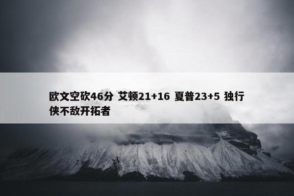 欧文空砍46分 艾顿21+16 夏普23+5 独行侠不敌开拓者