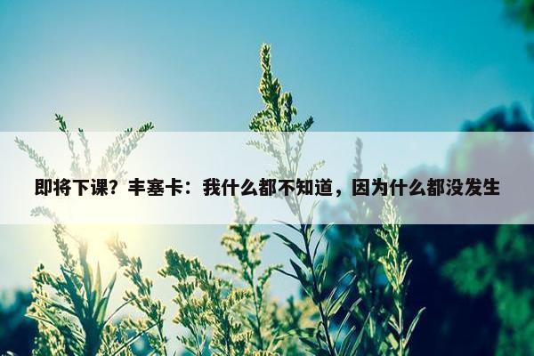 即将下课？丰塞卡：我什么都不知道，因为什么都没发生