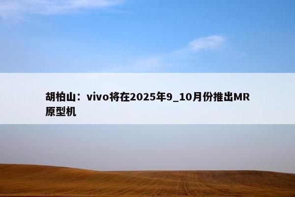 胡柏山：vivo将在2025年9_10月份推出MR原型机