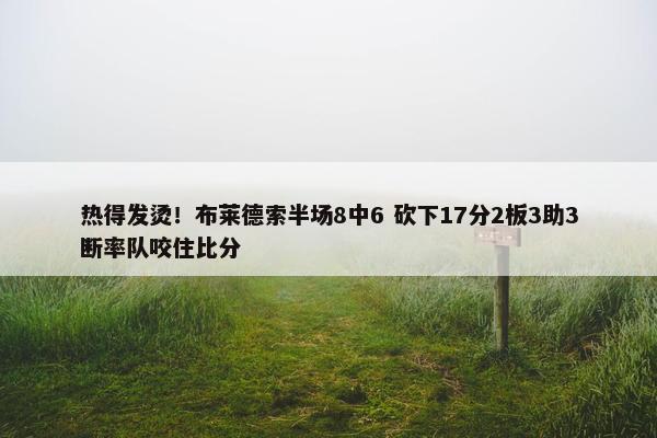 热得发烫！布莱德索半场8中6 砍下17分2板3助3断率队咬住比分