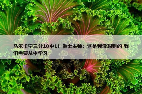 马尔卡宁三分10中1！爵士主帅：这是我没想到的 我们需要从中学习