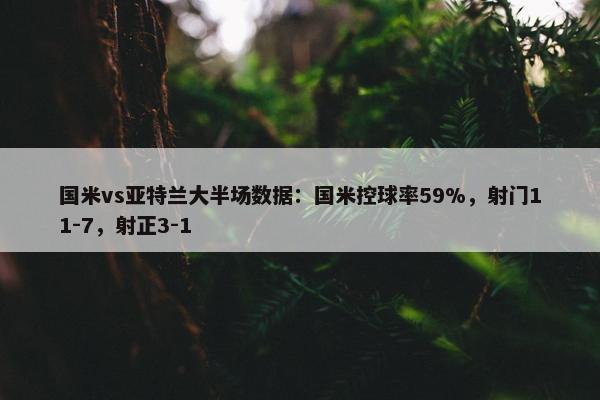 国米vs亚特兰大半场数据：国米控球率59%，射门11-7，射正3-1