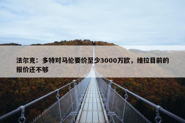 法尔克：多特对马伦要价至少3000万欧，维拉目前的报价还不够