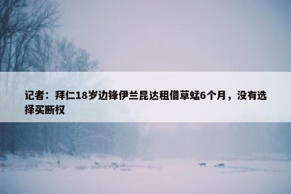 记者：拜仁18岁边锋伊兰昆达租借草蜢6个月，没有选择买断权