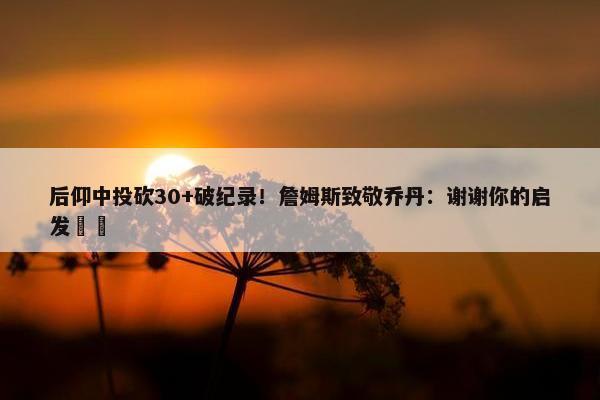 后仰中投砍30+破纪录！詹姆斯致敬乔丹：谢谢你的启发‍⬛