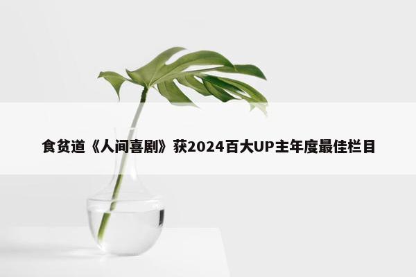 食贫道《人间喜剧》获2024百大UP主年度最佳栏目