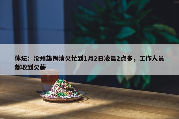 体坛：沧州雄狮清欠忙到1月2日凌晨2点多，工作人员都收到欠薪