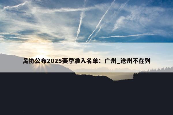 足协公布2025赛季准入名单：广州_沧州不在列