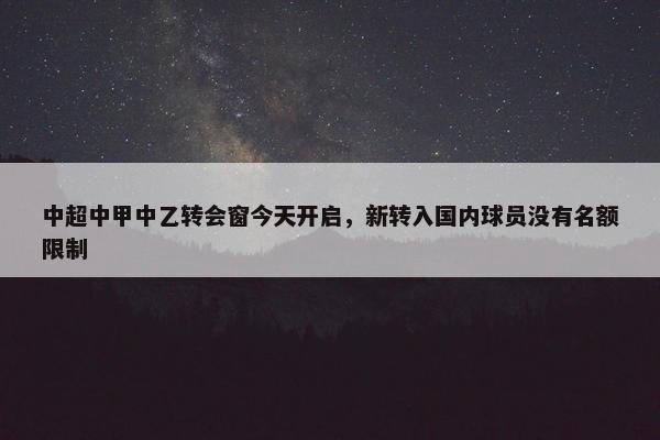 中超中甲中乙转会窗今天开启，新转入国内球员没有名额限制