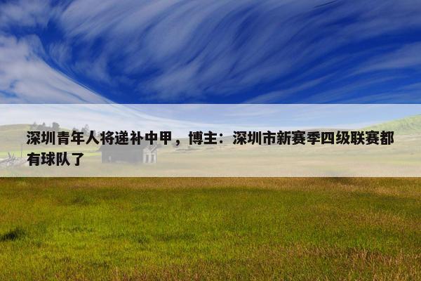 深圳青年人将递补中甲，博主：深圳市新赛季四级联赛都有球队了