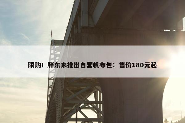 限购！胖东来推出自营帆布包：售价180元起