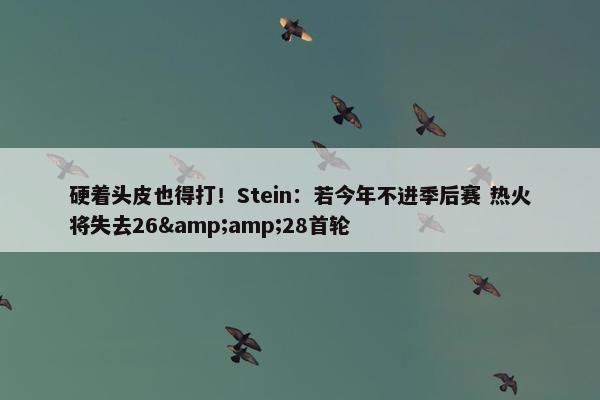 硬着头皮也得打！Stein：若今年不进季后赛 热火将失去26&amp;28首轮