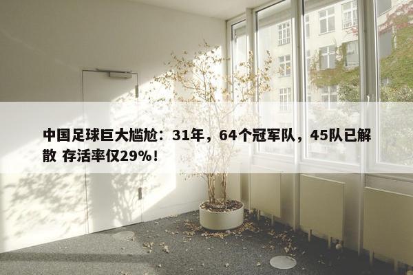 中国足球巨大尴尬：31年，64个冠军队，45队已解散 存活率仅29%！