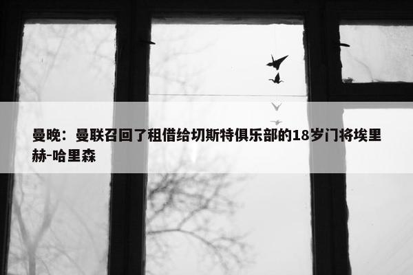 曼晚：曼联召回了租借给切斯特俱乐部的18岁门将埃里赫-哈里森