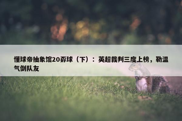 懂球帝抽象馆20孬球（下）：英超裁判三度上榜，勒温气倒队友