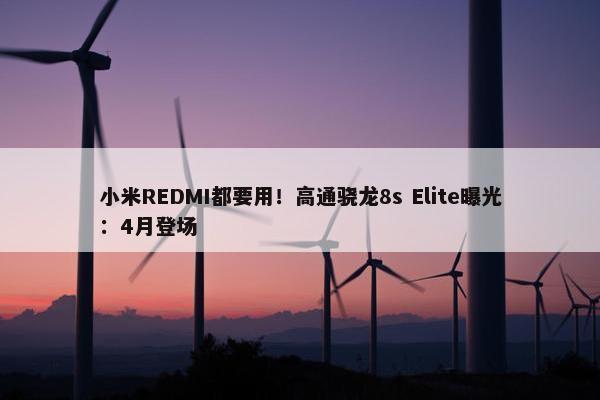 小米REDMI都要用！高通骁龙8s Elite曝光：4月登场