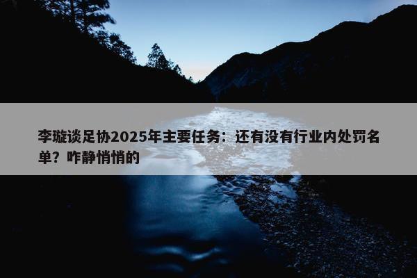 李璇谈足协2025年主要任务：还有没有行业内处罚名单？咋静悄悄的