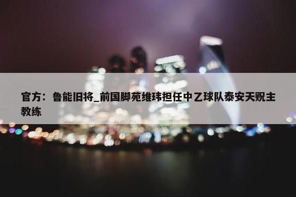 官方：鲁能旧将_前国脚苑维玮担任中乙球队泰安天贶主教练