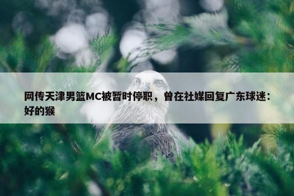 网传天津男篮MC被暂时停职，曾在社媒回复广东球迷：好的猴