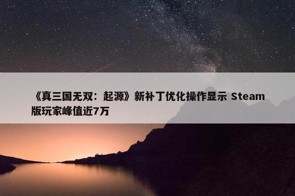 《真三国无双：起源》新补丁优化操作显示 Steam版玩家峰值近7万