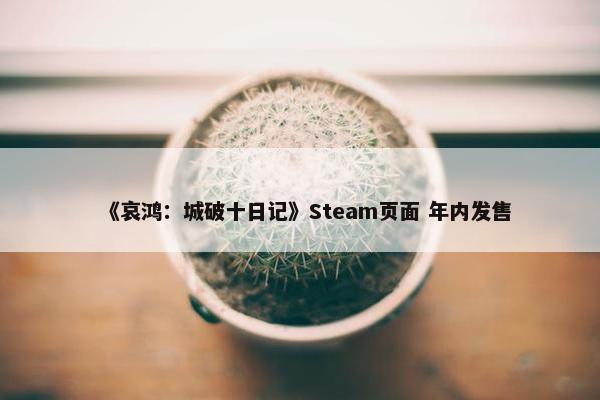 《哀鸿：城破十日记》Steam页面 年内发售