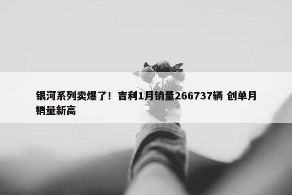 银河系列卖爆了！吉利1月销量266737辆 创单月销量新高