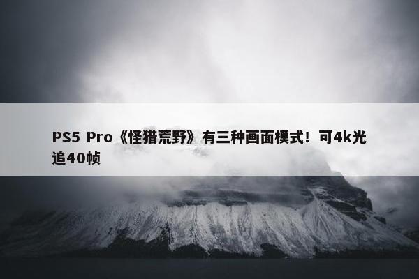 PS5 Pro《怪猎荒野》有三种画面模式！可4k光追40帧