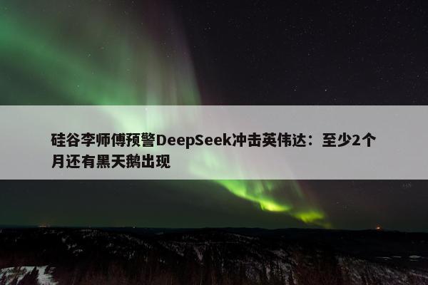 硅谷李师傅预警DeepSeek冲击英伟达：至少2个月还有黑天鹅出现