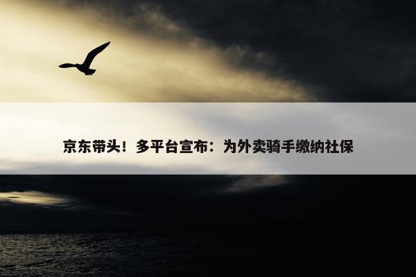 京东带头！多平台宣布：为外卖骑手缴纳社保