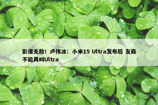 影像无敌！卢伟冰：小米15 Ultra发布后 友商不能再叫Ultra