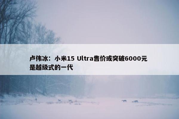 卢伟冰：小米15 Ultra售价或突破6000元 是越级式的一代