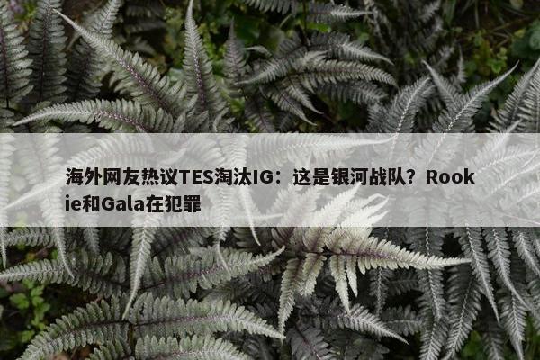 海外网友热议TES淘汰IG：这是银河战队？Rookie和Gala在犯罪