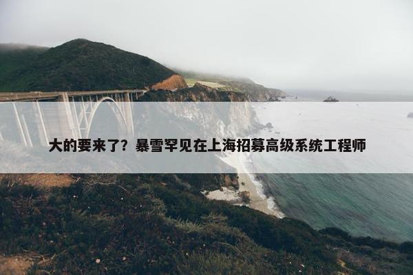 大的要来了？暴雪罕见在上海招募高级系统工程师