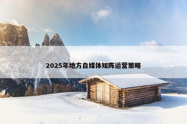 2025年地方自媒体矩阵运营策略