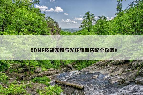 《DNF技能宠物与光环获取搭配全攻略》