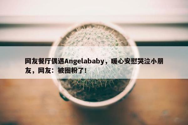 网友餐厅偶遇Angelababy，暖心安慰哭泣小朋友，网友：被圈粉了！