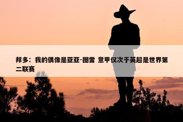 邦多：我的偶像是亚亚-图雷 意甲仅次于英超是世界第二联赛