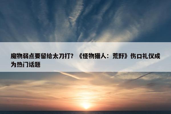 魔物弱点要留给太刀打？《怪物猎人：荒野》伤口礼仪成为热门话题