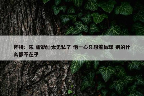 怀特：朱-霍勒迪太无私了 他一心只想着赢球 别的什么都不在乎