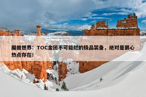 魔兽世界：TOC金团不可能烂的极品装备，绝对是狠心热点存在！