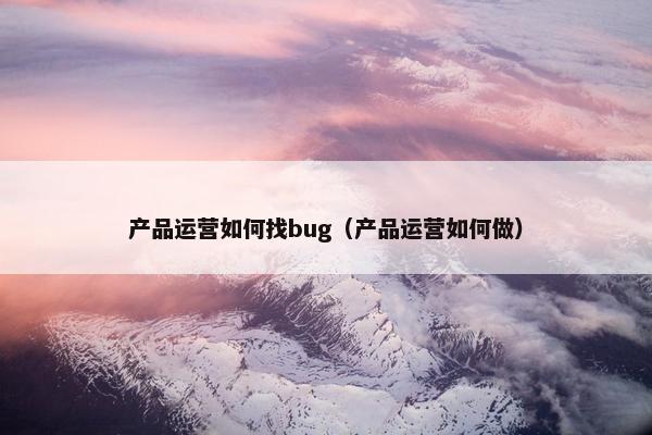 产品运营如何找bug（产品运营如何做）