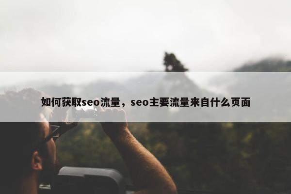 如何获取seo流量，seo主要流量来自什么页面