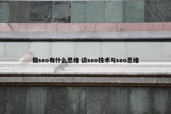 做seo有什么思维 谈seo技术与seo思维