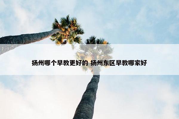 扬州哪个早教更好的 扬州东区早教哪家好