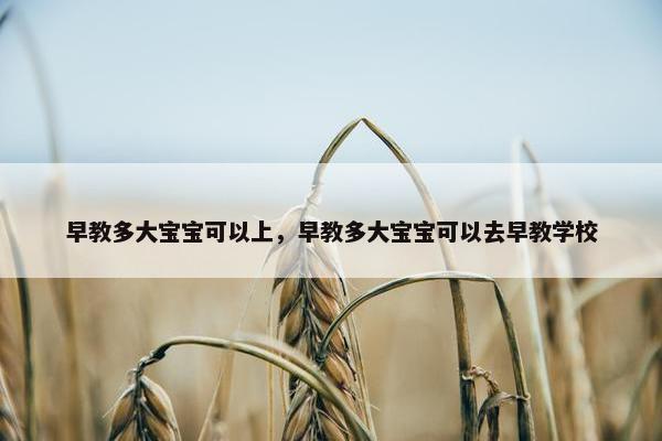 早教多大宝宝可以上，早教多大宝宝可以去早教学校