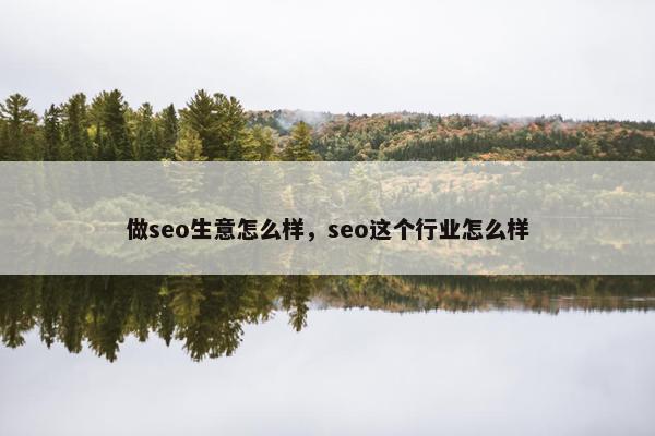 做seo生意怎么样，seo这个行业怎么样