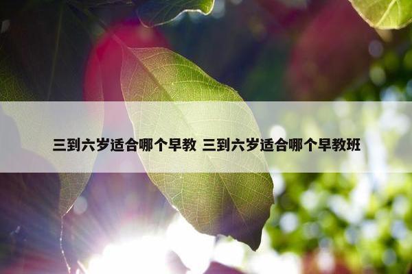 三到六岁适合哪个早教 三到六岁适合哪个早教班