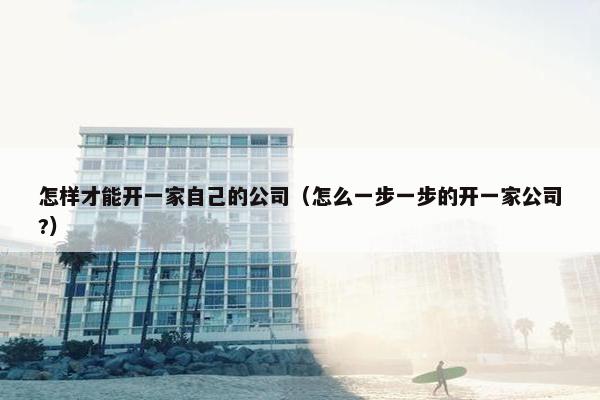 怎样才能开一家自己的公司（怎么一步一步的开一家公司?）